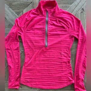 Athleta Vibrant Pink Long Sleeve Half Zip Fitted Top